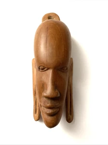 African Hand Carved Wood Wooden Elongated Face Hanging Tribal Art Decor 5” - Picture 1 of 9