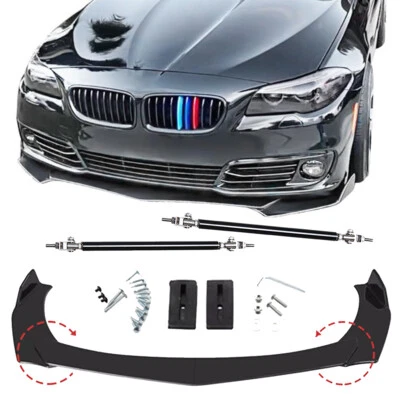 For BMW 520i 525i 530i Front Bumper Lip Spoiler /Splitter /Strut Rods Glossy Foto 1 de 4