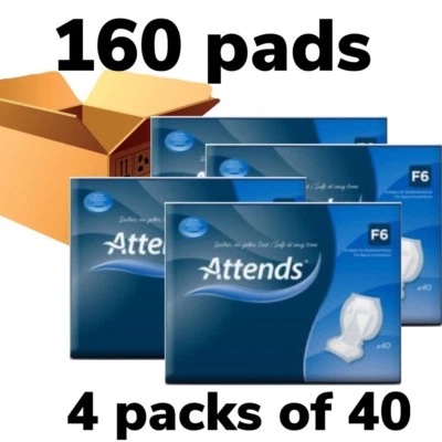 Attends F6 Incontinence Pads 4 Packs Of 40 Personal Care Faecal Pads Adult Nappy