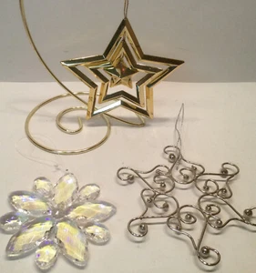 3 Ornaments Faceted Acrylic Snowflake Graduated Star Metal Free Form Snowflake - Picture 1 of 4