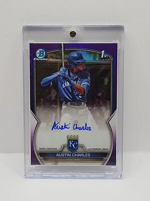Austin Charles 2023 1st Bowman Chrome AUTO Prospect PURPLE REFRACTOR /250 - Image 1 of 3