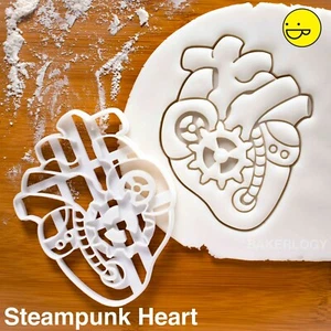 Steampunk Heart cookie cutter Anatomy mechanics vintage retro cyber biscuit - Picture 1 of 6