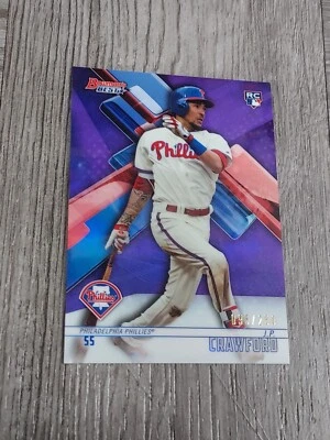 J.P. CRAWFORD 2018 BOWMAN'S BEST PURPLE REFRACTOR ROOKIE CARD. #95/250.MARINERS. - Image 1 of 2