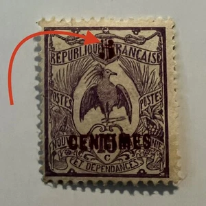 ERROR 1918 NEW CALEDONIA 5C STAMP #122 WITH BROKEN "5" IN OVERPRINT - Picture 1 of 4