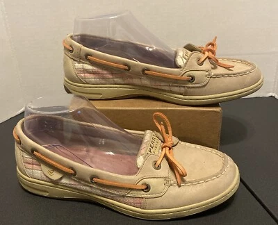 Sperry Top Sider Boat Shoes Womens 9M Pink/Beige Sequin Leather - Image 1 of 4
