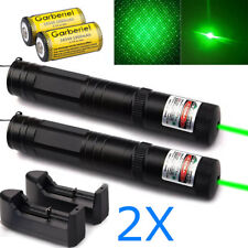 2x Military 532nm 1mW Green Laser Pointer Pen Visible Beam Light+Battery+Charger