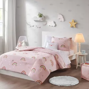 Mi Zone Kids Alicia Rainbow and Metallic Stars Comforter Set with Bed Sheets - Picture 1 of 29