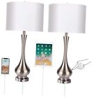 Nightstand Table Lamps for Bedrooms Set of 2,30" Tall 3-Way Brushed Nickel