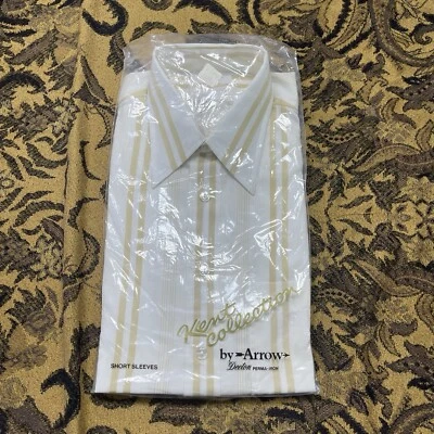 Camisa De Colección Arrow Kent Colección Manga Corta Bolsillo Abotonado Para Hombres Talla 16 Discoteca Foto 1 de 4