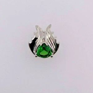14KT WHITE GOLD TSAVORITE GARNET PENDANT 1.0 GRAMS - Picture 1 of 7