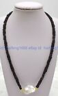 Natürliche 5x5mm Schwarz Lavafelsen Quadrat & Weiß Barock Perle Halskette 14-28"