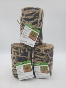 15 Yards Animal Print Burlap Black Leopard 3 Rolls 5 yd Each Ribbon Floracraft - Picture 1 of 6