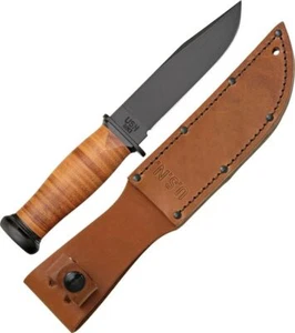 KA-BAR 2225 Mark I Fighting Utility Knife 5-1/8" Plain Blade Leather Handle - Picture 1 of 6