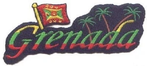 Grenada/Flag/Tree Embroidered Patches 4.75"x2.25" iron-on - Imagen 1 de 1