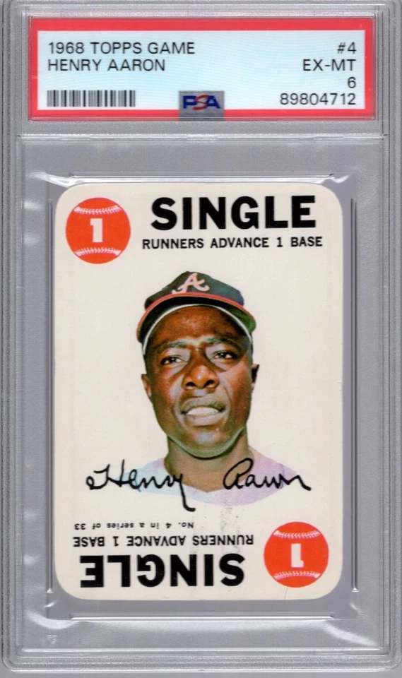 1968 Topps Juego #4 Hank Henry Aaron (Hof) PSA 6 EX/MT Atlanta Braves ¡Centrado! Foto 1 de 1