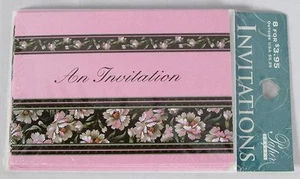 PAPER IMAGES 8-Pack Pink Floral Party Event Invitations - Picture 1 of 2
