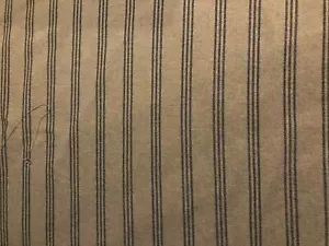 Primitive Natural Taupe and Black Striped 100% Linen Weave Fabric BTHY - Picture 1 of 2