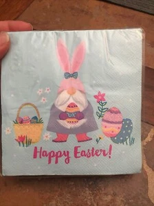 Happy Easter Gnome Bunny Egg Basket Paper Napkins 40 ct Beverage Clementine - Picture 1 of 4