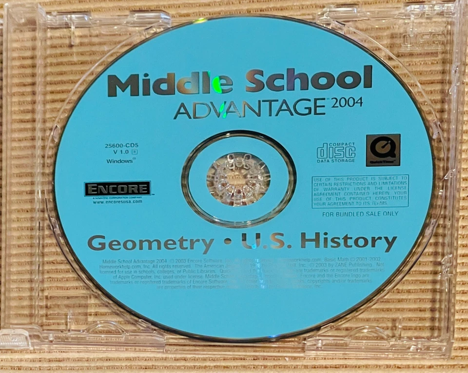 Middle School Advantage  GEOMETRY + US HISTORY - 2004 CD for Windows - New - Image 1 of 1