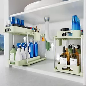 Under Sink Organizer 2 Pack Under Kitchen Bathroom Cabinet Organizer 2 Tier U... - Picture 1 of 8