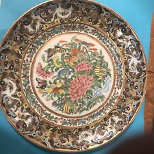 2 pcs chinese famile rose porcelain plates w/ butterflys