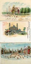 PARIS LOT 3 cartes Exposition Universelle 1900 Une avec Pub Champagne Mercier