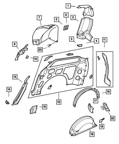 Genuine Mopar 2001-2007 Dodge Grand Caravan Quarter Panel Exhauster 5005513AB - Image 1 of 1