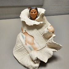 Vintage Sinapau Clay Sculpture. Native American Wrapped in Blanket 