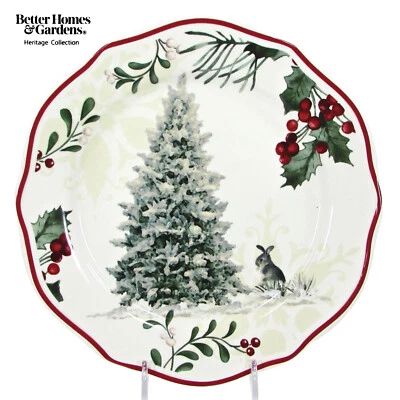 Better Homes and Gardens WINTER FOREST - ÁRBOL 8,75" Ensalada Plato Patrimonio Como Nuevo Foto 1 de 4