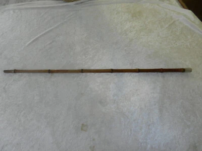 Ancienne canne de Dandy en bambou et argent massif Walking Cane silver - Photo 1/4