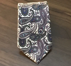 Hardy Amies Tie Made In London Light Cream w Paisley Print Men's Necktie - Picture 1 of 5