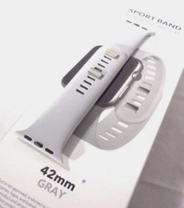 Exklusives SPORTBAND Uhrenarmband für Apple Watch 42mm GRAU - Bild 1 von 5