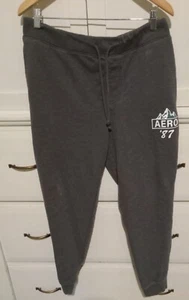Aeropostale Sweatpants Mens Large Gray Joggers Tapered Leg Aero 87 - Picture 1 of 13