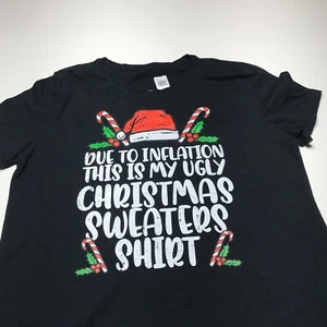 Amazon Merch T Shirt Womens Medium This Is My Ugly Christmas Sweaters Black NWT - Picture 1 of 10