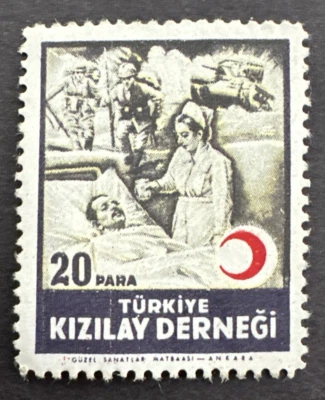 1947 Turkey Sc# RA113 Postal Tax Stamp MH OG- Nurse and Wounded Soldier - Image 1 of 2