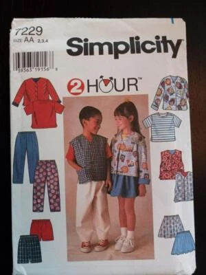 Simplicity 7229 Child's Jacket, Vest, Top, Skirt & Pants Pattern Size 2-3-4 - Image 1 of 2
