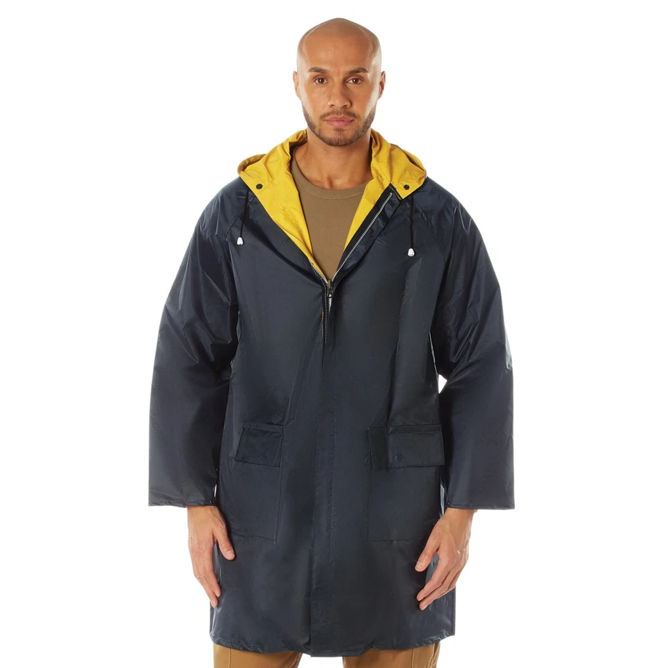 Reversible Rain Parkas - Navy/Yellow or Black/Olive Rain Coat Parkas - Image 1 of 1