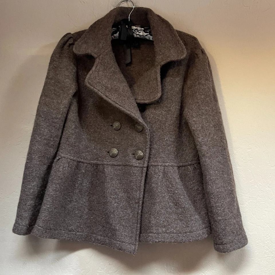 Elena Solano Women's Small Wool Coat Cardigan Double Breasted Jacket Beige - Image 1 of 4