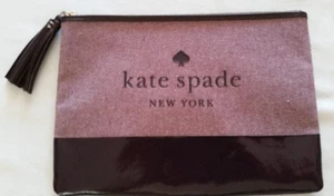 Kate Spade Ash St. Logo Large Tassel Pouch Purple Canvas NEW WLRU5328 - Picture 1 of 4