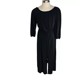 Nine West Women Black Belted 3/4 Sleeve Scoop Neck Maxi Length Dress Sz 16 NWT - Picture 1 of 21