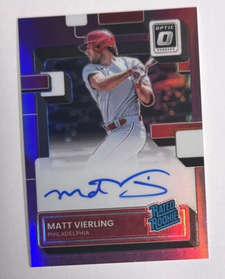 2022 Donruss Optic Purple Matt Vierling Rookie Auto 025/100 - Image 1 of 3