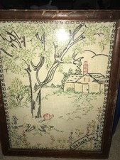 New listing
Very Old Embroidery Folk Art Called “Old Apple Tree” Framed