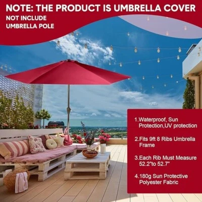 Cubierta de repuesto para paraguas de patio SOLO se adapta a paraguas exterior de 7,5' 8 costillas Foto 1 de 4