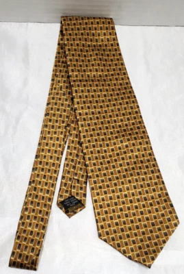 Corbata de cuello STONEHENGE 100 % seda hecha a mano marrones y dorados 3,5" X 57" Foto 1 de 4