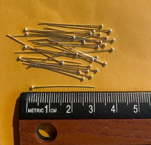 Sterling silver ball head Pins, 24 pieces, 26ga, 30mm - Picture 1 of 2