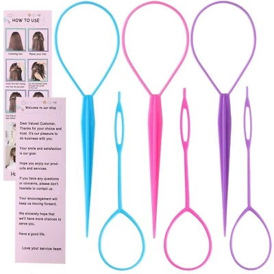 6Pcs Topsy Tail Hair Tool Kit Hair Loop Styling Hair Pull Through Ponytail Maker - Image 1 of 4