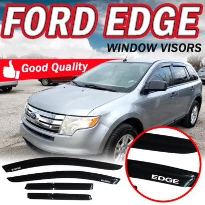 Window Visors Fits 07-14 Ford Edge 4Dr Weather Rain Guard Deflector w/ Emblem - Изображение 1 из 4