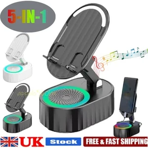 Wireless Induction Audio Bluetooth Speaker, 5 in 1 Cell Phone Charging Holder UK - Picture 1 of 14