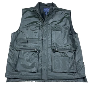Vintage Common Man Hunting Vest Men Large Green Safari Tactical Fleece Lined 90s - Picture 1 of 8