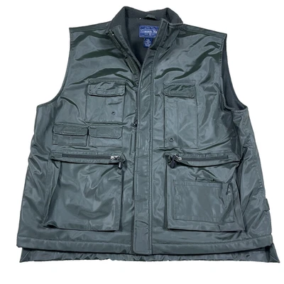 Vintage Common Man Hunting Vest Men Large Green Safari Tactical Fleece Lined 90s - Image 1 of 4